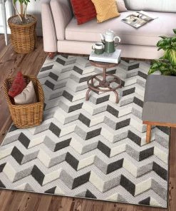 Ww All Area Rugs And Runners Gray White High Traffic Stain Resistant Chevron Indoor Outdoor Area Rug