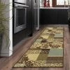 OT Damask Brown Green Beige Non Skid Area Rugs All Area Rugs And Runners