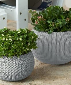 COL Knit Texture Planters Pots With Removable Liners Home Décor