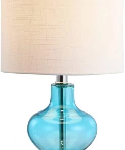 JONATHAN Lamps Mer 20.5" Glass/Metal LED Lamp Aqua