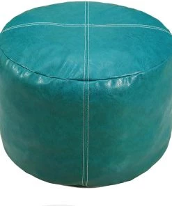 Modern Rugs And Decor Unstuffed Nordic Faux Leather Pouf, Premium Handmade Ottoman