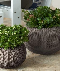 COL Knit Texture Planters Pots With Removable Liners Home Décor