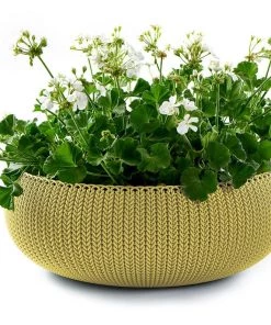COL Knit Texture Planters Pots With Removable Liners Home Décor