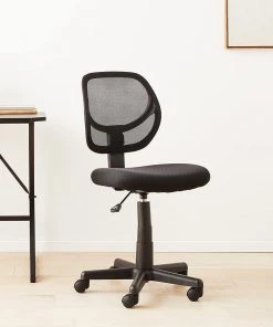 Modern Rugs And Decor Low-Back, Upholstered Mesh, Adjustable, Swivel Computer Office Desk Chair, Black Furniture