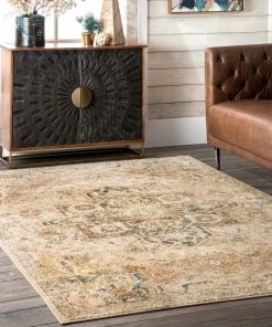 Modern Rugs And Decor Tabetha Tribal Medallion Area Rug, Tan
