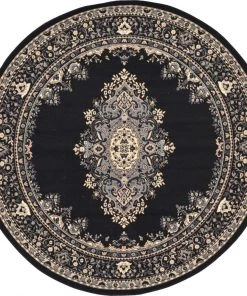 UL Traditional Medallion Black Soft Area Rug