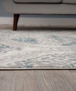 WRG Floral Damask Ivory Gray Light Blue Area Rug All Area Rugs And Runners