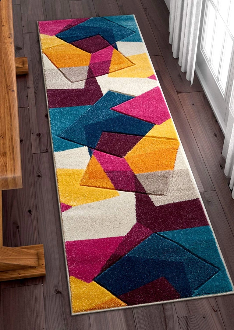 WW Modern Geometric Blue Purple Fuchsia Yellow Comfy Hand Carved Area Rugs 10 WW Modern Geometric Blue Purple Fuchsia Yellow Comfy Hand Carved Area Rugs