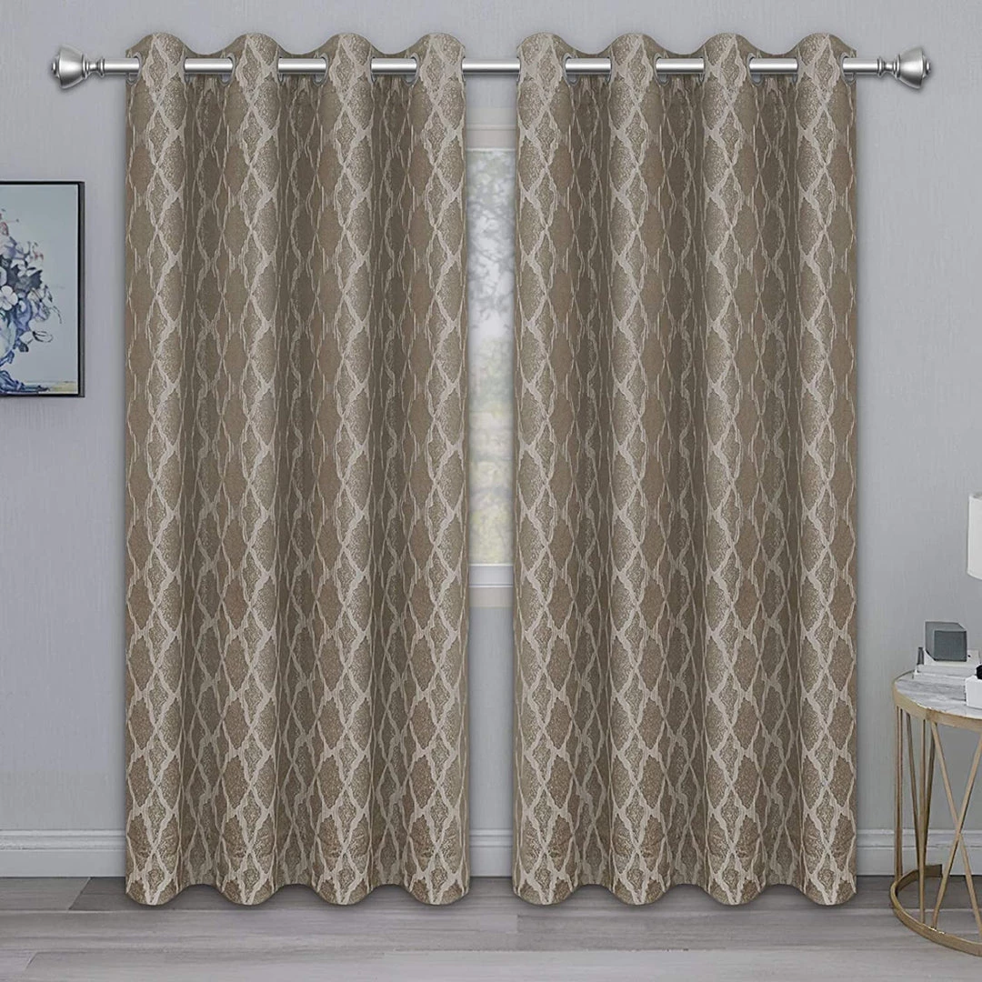 Modern Rugs And Decor Bedding Jacquard Blackout Curtains For Bedroom, Cold/Heat/Sun Blocking And Noise Reduction Thermal Insulated Window Drapes, Camel, 52 X 63 Inch Length, Set Of 2 Grommet Curtain Panels 5 Modern Rugs And Decor Bedding Jacquard Blackout Curtains For Bedroom, Cold/Heat/Sun Blocking And Noise Reduction Thermal Insulated Window Drapes, Camel, 52 X 63 Inch Length, Set Of 2 Grommet Curtain Panels