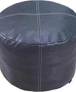 Modern Rugs And Decor Unstuffed Nordic Faux Leather Pouf, Premium Handmade Ottoman