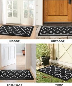 Happy Trends Door Mat Indoor Outdoor Entryway Welcome Mat, Super Absorbent Non Slip Rubber Doormat Front Back Low Profile Door Rug, Resist Dirt Floor Mat For Inside Entryway,Patio(20