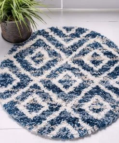 UL Lattice Tassel Blue Ivory Beige Plush Shag Area Rugs All Area Rugs And Runners