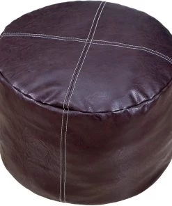 Modern Rugs And Decor Unstuffed Nordic Faux Leather Pouf, Premium Handmade Ottoman