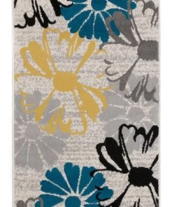 WRG Cream Navy Blue Yellow Area Rugs 11 WRG Cream Navy Blue Yellow Area Rugs
