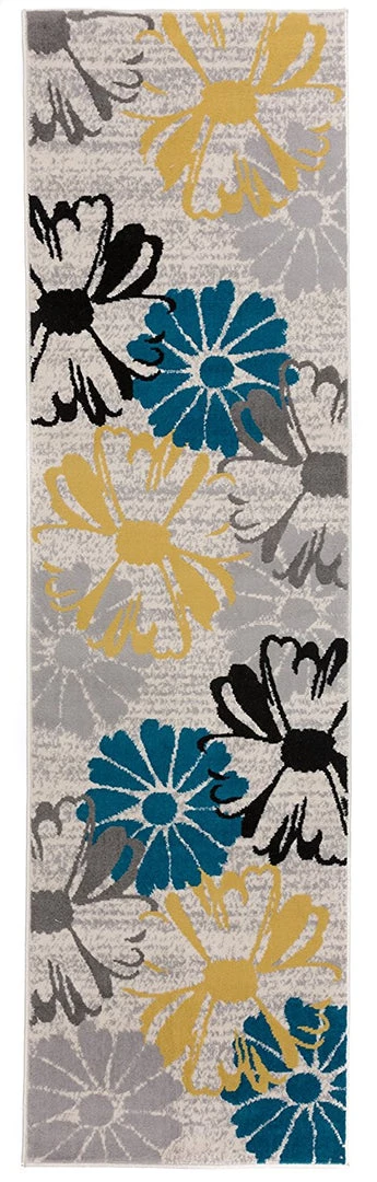 WRG Cream Navy Blue Yellow Area Rugs 6 WRG Cream Navy Blue Yellow Area Rugs