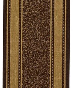 OPVM Brown Bordered Design Area Rug - Non-Slip/ No Skid All Area Rugs And Runners