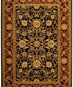Safavieh Lyndhurst Collection Traditional Oriental Non-Shedding Stain Resistant Living Room Bedroom Soft Area Rug Black / Red All Area Rugs And Runners