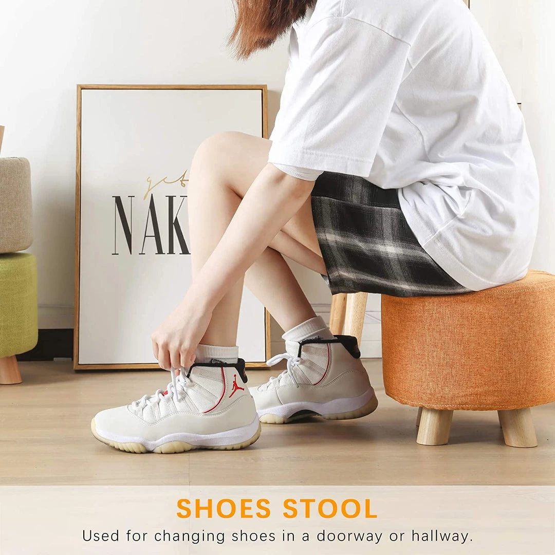 Modern Rugs And Decor Rug Pads/Grippers Round Ottoman Foot Rest Stool, Fabric Padded Seat With Non-Skid Wooden Legs And Removable Cover 4 Modern Rugs And Decor Rug Pads/Grippers Round Ottoman Foot Rest Stool, Fabric Padded Seat With Non-Skid Wooden Legs And Removable Cover