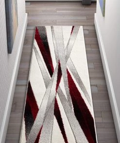 WW Modern Geometric Red White Comfy Hand Carved Area Rugs All Area Rugs And Runners 17 WW Modern Geometric Red White Comfy Hand Carved Area Rugs All Area Rugs And Runners