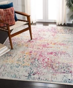 Modern Rugs And Decor Oriental Shabby Chic Vintage Distressed Area Rug, Ivory/Fuchsia All Area Rugs And Runners