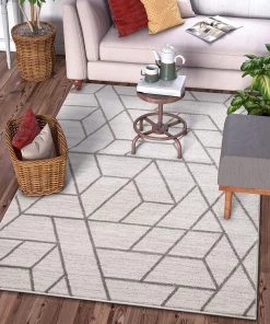 WW All Area Rugs And Runners Modern Geometric Angles Tiles Ivory Area Rugs