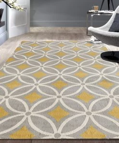 WRG Trellis Chain Gray/Grey Yellow Area Rugs All Area Rugs And Runners
