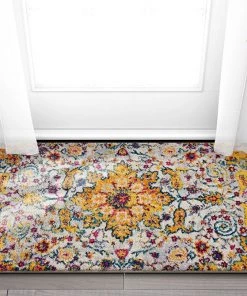 WW Yellow Blue Purple Vintage Floral Medallion Area Rugs 14 WW Yellow Blue Purple Vintage Floral Medallion Area Rugs