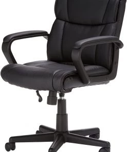 Modern Rugs And Decor Padded, Ergonomic, Adjustable, Swivel Office Desk Chair With Armrest, Black Bonded Leather Rug Pads/Grippers