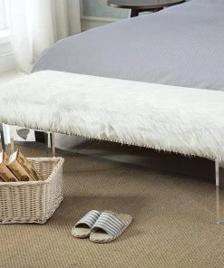 White Faux Fur Ottoman Bench Upholstered Bench For Bedroom/Entryway/Hallway/Living Room Bedding 13 White Faux Fur Ottoman Bench Upholstered Bench For Bedroom/Entryway/Hallway/Living Room Bedding