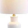 JONATHAN Chi 21" Ceramic/Iron Modern Classic LED Lamp White Modern/ Geometric Rugs