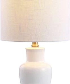 JONATHAN Chi 21" Ceramic/Iron Modern Classic LED Lamp White Modern/ Geometric Rugs