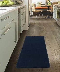 Modern Rugs And Decor Softy Solid Non-Slip Kitchen/Bath Rug Navy All Area Rugs And Runners