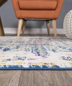 WRG Vintage Medallion Floral Ivory Dark Blue Soft Area Rug All Area Rugs And Runners