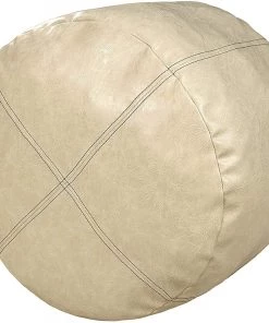 Modern Rugs And Decor Unstuffed Nordic Faux Leather Pouf, Premium Handmade Ottoman