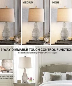 WIHTU Store Rustic Table Lamp With USB Ports - Set Of 2