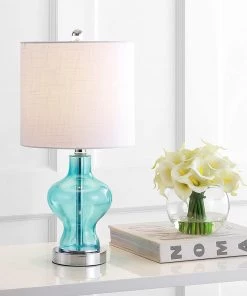 JONATHAN Lamps Mer 20.5" Glass/Metal LED Lamp Aqua