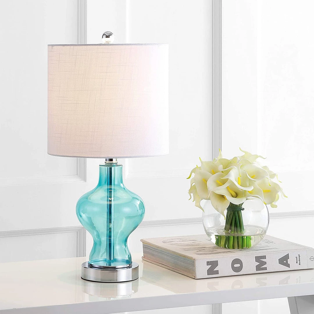 JONATHAN Lamps Mer 20.5" Glass/Metal LED Lamp Aqua 1 JONATHAN Lamps Mer 20.5" Glass/Metal LED Lamp Aqua