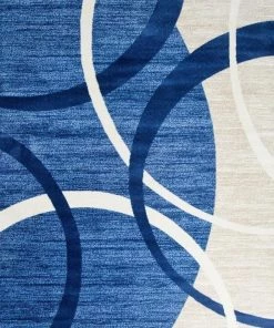 Persian-rugs Modern Abstract Circles Blue Ivory Soft Area Rug All Area Rugs And Runners