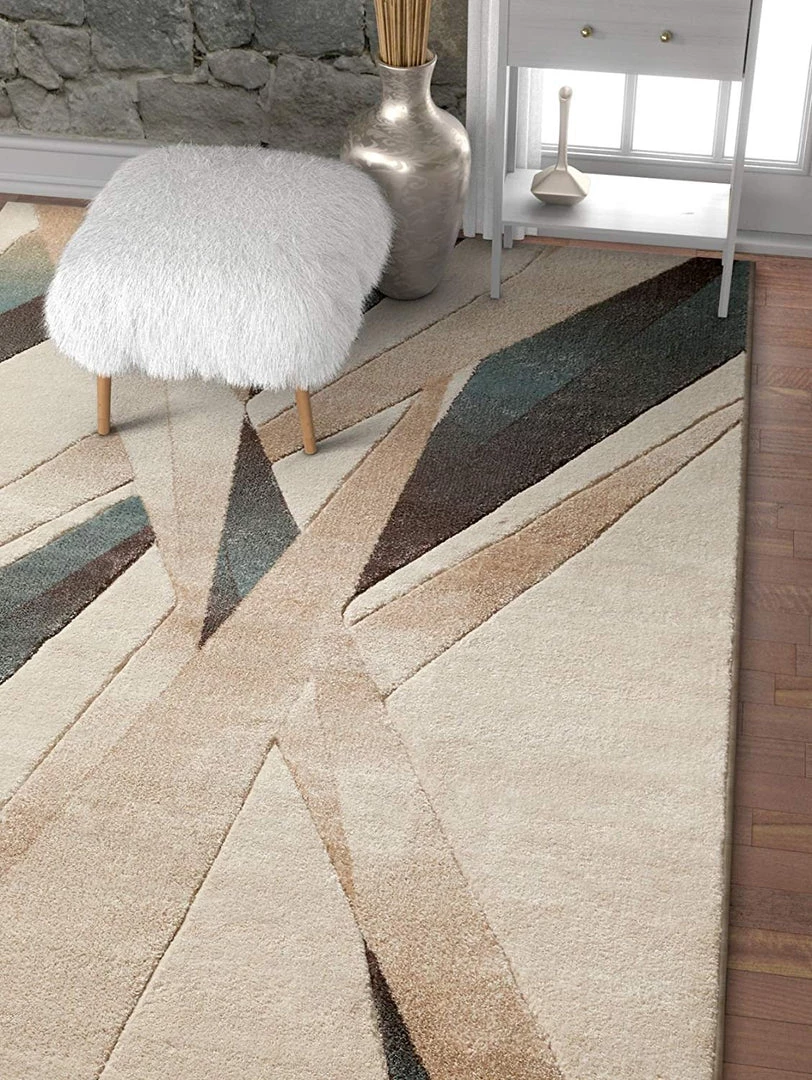 WW Modern Geometric Soft Blue Beige Comfy Hand Carved Area Rugs 7 WW Modern Geometric Soft Blue Beige Comfy Hand Carved Area Rugs