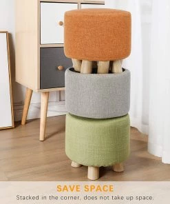Modern Rugs And Decor Rug Pads/Grippers Round Ottoman Foot Rest Stool, Fabric Padded Seat With Non-Skid Wooden Legs And Removable Cover 14 Modern Rugs And Decor Rug Pads/Grippers Round Ottoman Foot Rest Stool, Fabric Padded Seat With Non-Skid Wooden Legs And Removable Cover