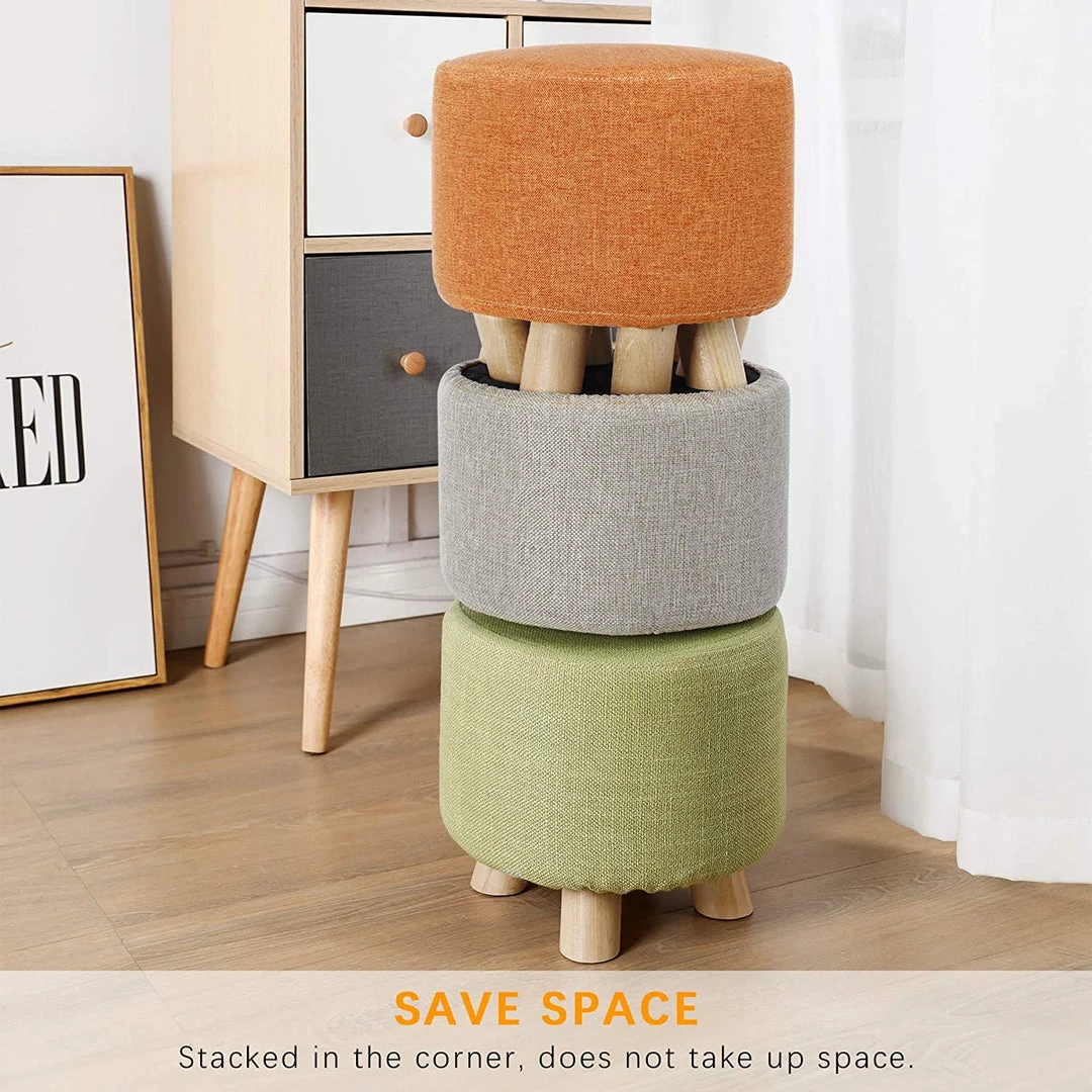 Modern Rugs And Decor Rug Pads/Grippers Round Ottoman Foot Rest Stool, Fabric Padded Seat With Non-Skid Wooden Legs And Removable Cover 5 Modern Rugs And Decor Rug Pads/Grippers Round Ottoman Foot Rest Stool, Fabric Padded Seat With Non-Skid Wooden Legs And Removable Cover