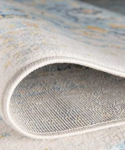 WRG Vintage Medallion Floral Ivory Blue Soft Area Rug