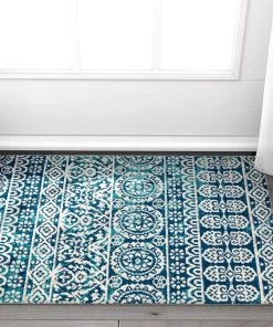 Ww Signora Klim Style All Area Rugs And Runners Modern Floral Ivory Blue Short Pile Area Rug