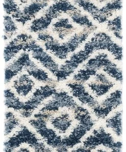UL Lattice Tassel Blue Ivory Beige Plush Shag Area Rugs All Area Rugs And Runners