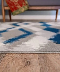 WRG All Area Rugs And Runners Geometric Gray Blue Ivory Area Rug