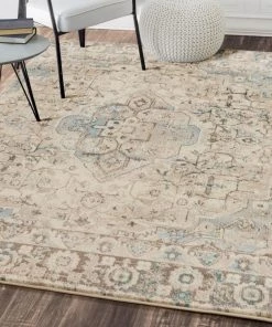 Persian Distressed Cream 5'2x7'2 Soft Area Rug Carpet Large New