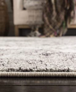 FAS Floral Cream/ Silver Soft Area Rugs