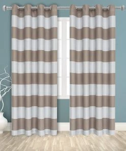 Modern Rugs And Decor Bedding Stripe Window Curtains For Bedroom - Grommet Room Darkening Curtain, Thermal Insulated, Noise Reducing And Light Blocking Drapes 2 Panels