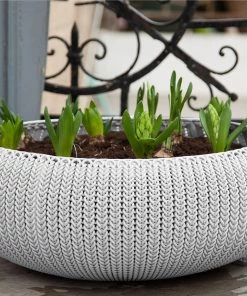 COL Knit Texture Planters Pots With Removable Liners Home Décor