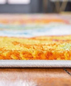 Unique Loom Lyon Tuba Modern Floral Runner Rug, Ivory/Yellow